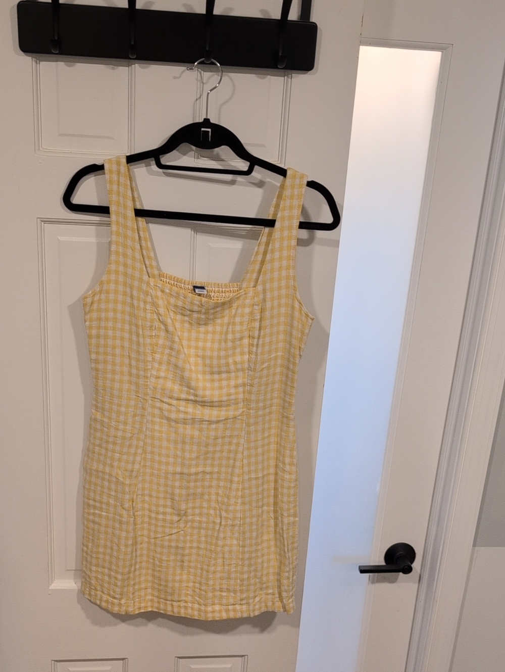 Old Navy Yellow Gingham Mini Dress with Square Neckline